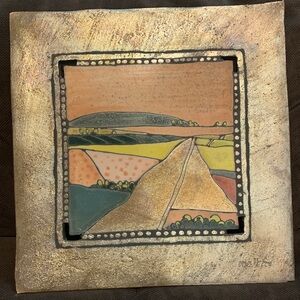 Original Abstract Landscape Art Piece with Textured Gold and Earth Tones